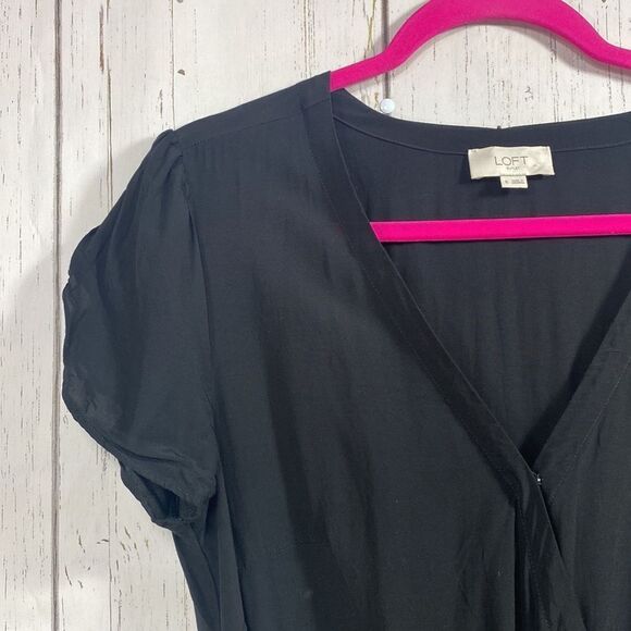 Loft Womens Black Beachy Short Sleeve Tie Romper - Picture 2 of 14